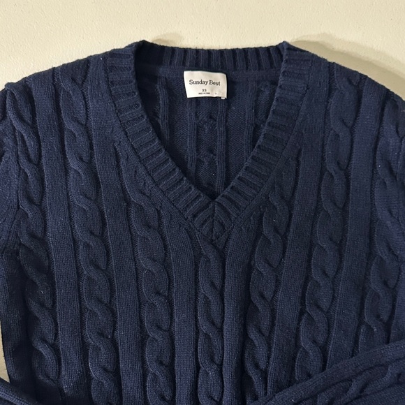Sunday Best Deep Blue Cable Knit Pullover - Picture 2 of 3